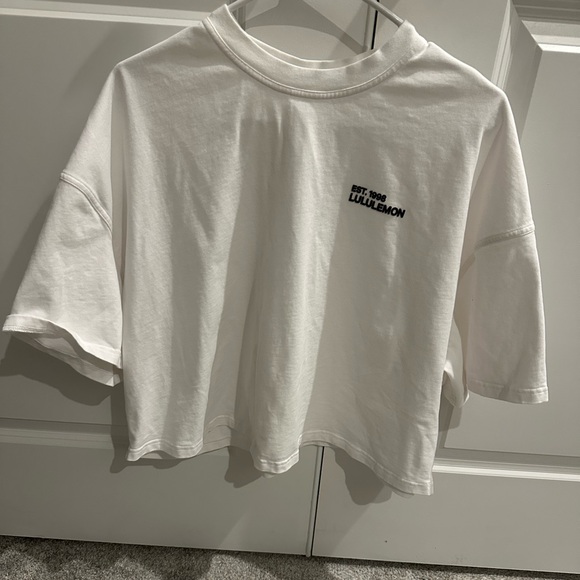 LULULEMON BRUSHED heavyweight cotton cropped crew t shirt - Picture 2 of 3